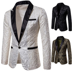 Showlu Fashion Store 0 Men&#39;s Floral Party Dress Suit Stylish Dinner Jacket Wedding Blazer Prom Tuxedo