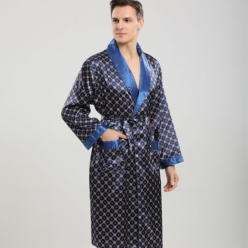 Showlu Fashion Store 0 Men Robe Sets Satin Kimono Gown Male Sleepwear Bathrobe Faux Silk 2PCS Robe&Shorts Suit Casual Nightwear Lounge Wear Homewear