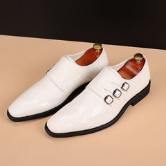 Showlu Fashion Store 0 Men's Casual Business Leather Shoes Mens Buckle Square Toe Dress Office Flats Men Fashion Wedding Party Oxfords EU Size 37-48