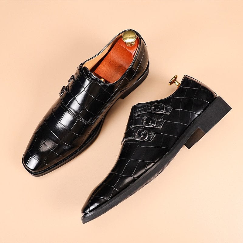 Showlu Fashion Store 0 Men's Casual Business Leather Shoes Mens Buckle Square Toe Dress Office Flats Men Fashion Wedding Party Oxfords EU Size 37-48