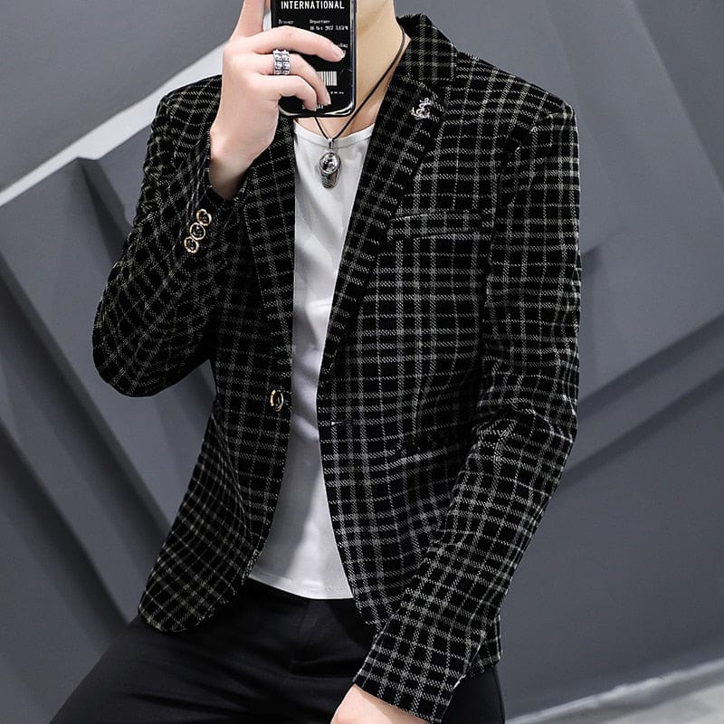 Showlu Fashion Store 0 Mens Blazers Slim Fit Suits for Men Business Formal Coat Mens Wedding Suit Jackets Male Fashion Corduroy Mens Blazer Jacket