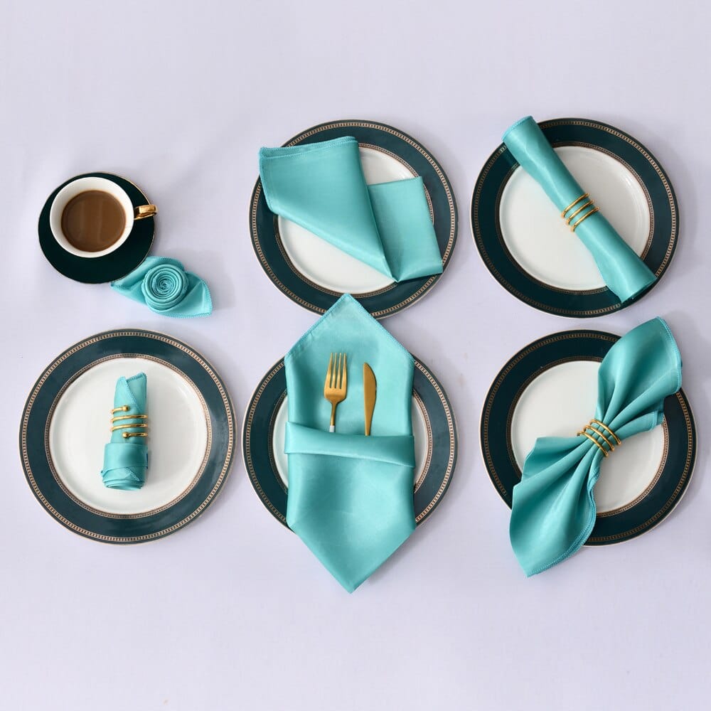 Showlu Fashion Store 0 Mint Green 12pcs 50cm*50cm Satin Table Napkin Table Dinner Napkins Handkerchief Cloth Diner Banquet Wedding Party Home Decorations 20inch