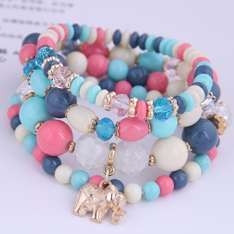 Showlu Fashion Store 0 multi blue-elephant DIEZI Korean Bohemian Multicolor Crystal Beads Rope Bracelets For Women Girls Ethnic Heart Charm Wrap Bracelet Pulseira Feminina