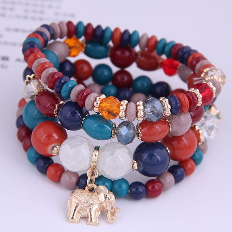 Showlu Fashion Store 0 multi red-elephant DIEZI Korean Bohemian Multicolor Crystal Beads Rope Bracelets For Women Girls Ethnic Heart Charm Wrap Bracelet Pulseira Feminina