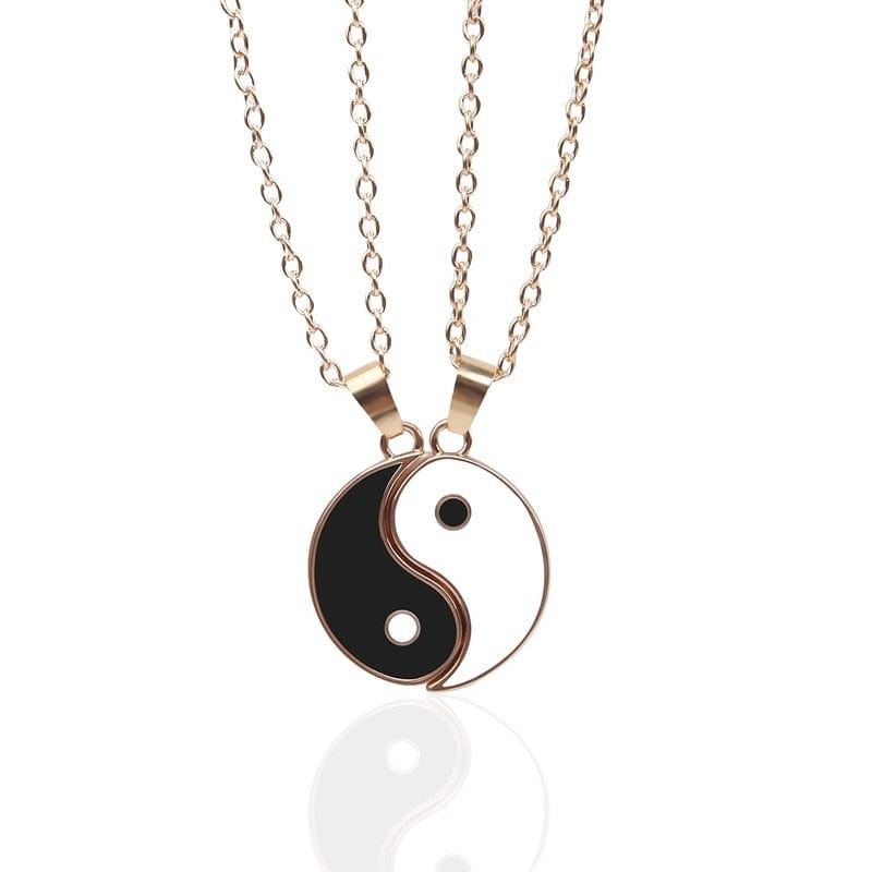 Showlu Fashion Store 0 Necklaces set C 2/4Pcs Tai Chi Yin Yang Couple Bracelets Necklaces Set Pendant Adjustable Braid Chain Bracelet Matching Lover Bracelets Choker