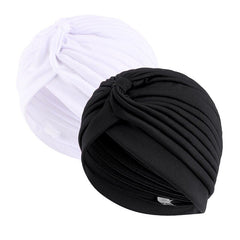 Showlu Fashion Store 0 New 2pcs/lot Muslim Women Stretchy Turban Cap Hair Loss Chemo Head Wraps Islamic inner Hat Bennie Twisted India's Hat for Girl