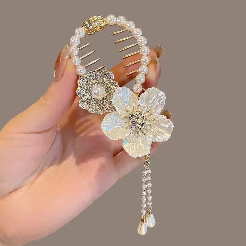 Showlu Fashion Store 0 New Angel Wings Pearl Rhinestone Tassel Pill Head Ponytail Buckle Hair Clip Female Korean Hair Card Hair Accessories