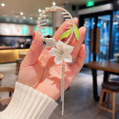 Showlu Fashion Store 0 New Angel Wings Pearl Rhinestone Tassel Pill Head Ponytail Buckle Hair Clip Female Korean Hair Card Hair Accessories