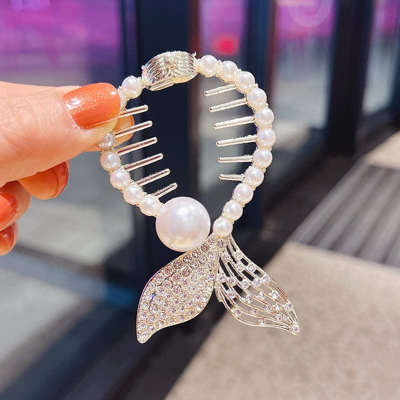 Showlu Fashion Store 0 New Angel Wings Pearl Rhinestone Tassel Pill Head Ponytail Buckle Hair Clip Female Korean Hair Card Hair Accessories