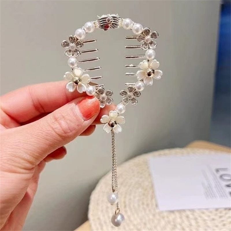 Showlu Fashion Store 0 New Angel Wings Pearl Rhinestone Tassel Pill Head Ponytail Buckle Hair Clip Female Korean Hair Card Hair Accessories