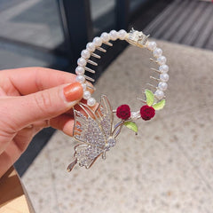 Showlu Fashion Store 0 New Angel Wings Pearl Rhinestone Tassel Pill Head Ponytail Buckle Hair Clip Female Korean Hair Card Hair Accessories