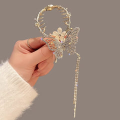 Showlu Fashion Store 0 New Angel Wings Pearl Rhinestone Tassel Pill Head Ponytail Buckle Hair Clip Female Korean Hair Card Hair Accessories