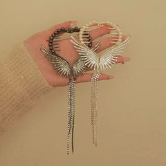 Showlu Fashion Store 0 New Angel Wings Pearl Rhinestone Tassel Pill Head Ponytail Buckle Hair Clip Female Korean Hair Card Hair Accessories