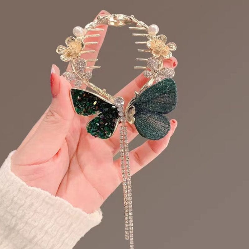 Showlu Fashion Store 0 New Angel Wings Pearl Rhinestone Tassel Pill Head Ponytail Buckle Hair Clip Female Korean Hair Card Hair Accessories