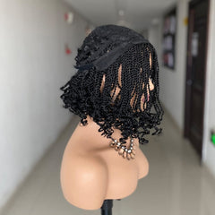 Showlu Fashion Store 0 New Box Braided Wigs For Black Women Heat Resistant Crochet Braided Wig African Synthetic Braiding Hair Short Kinky Twist Wig