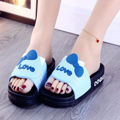 Showlu Fashion Store 0 New Summer High-heeled Thick Soled Slippers Women's Cute Cartoon Bear Heightening Sandals Shoes Woman Heels Summer Slipper Slide