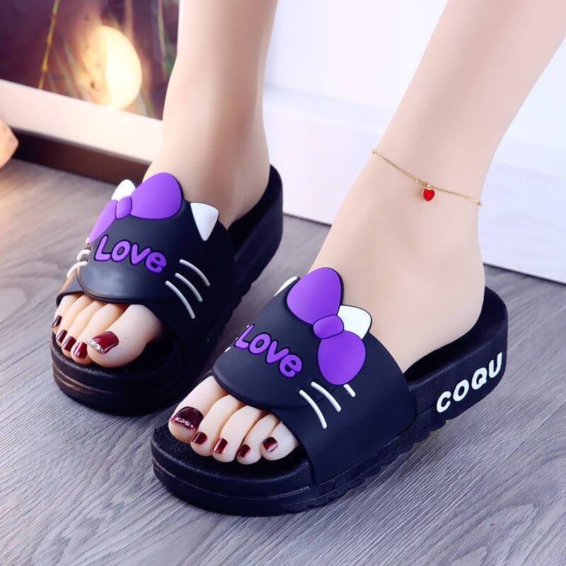 Showlu Fashion Store 0 New Summer High-heeled Thick Soled Slippers Women's Cute Cartoon Bear Heightening Sandals Shoes Woman Heels Summer Slipper Slide