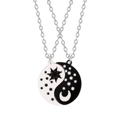 Showlu Fashion Store 0 O Hot Selling Yin And Yang Stitching Alloy Two Petals Pisces Couple Pendant Necklace Fashion Jewelry Accessories Birthday Gift