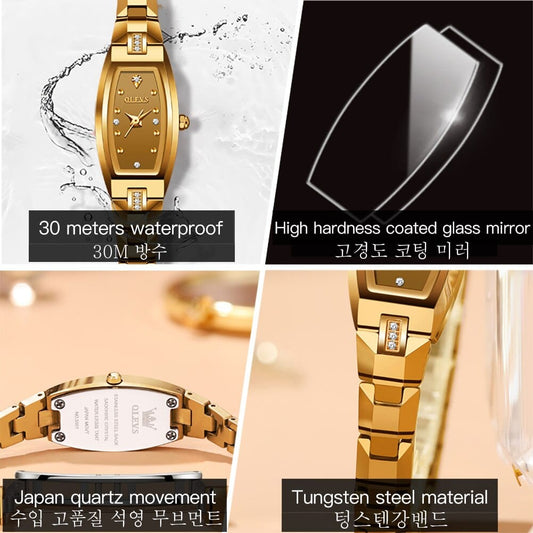 Showlu Fashion Store 0 OLEVS Luxury Watches for Women Fashion Waterproof Gold Wristwatch Ladies Bracelet Gift Set Girls Tungsten Steel Watch Jererly