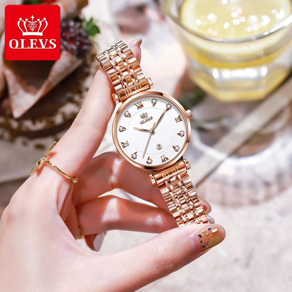 Showlu Fashion Store 0 OLEVS Top Brand New Women Fashion Quartz Watch Waterproof Luxury Women Watches Stainless Steel Strap Date Clock Lady