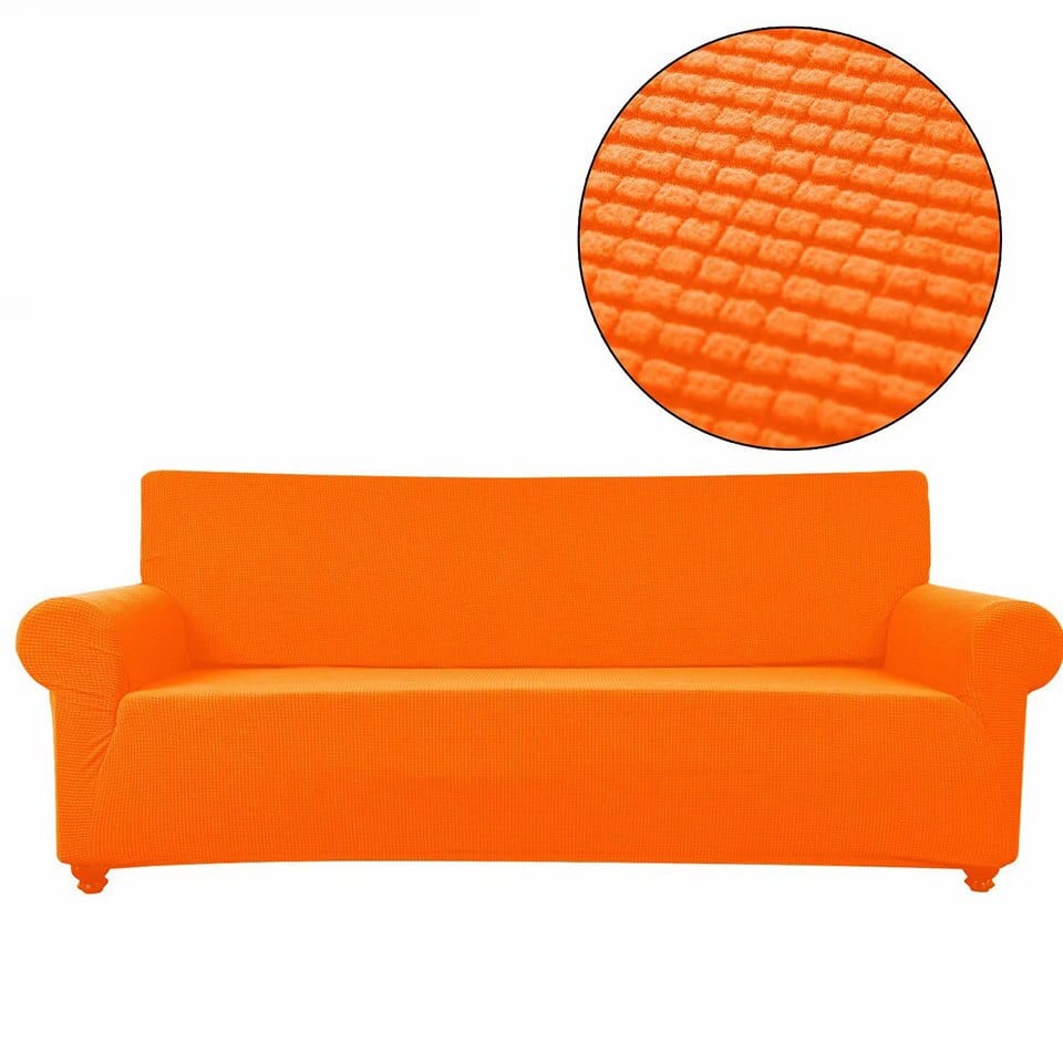 Showlu Fashion Store 0 Orange / 1-Seat 90-140cm 305-350cm Size Velvet Sofa Covers for Living Room Solid Sectional Sofa Cover Elastic Couch Cover Home Decor Fundas Sofa Slipover