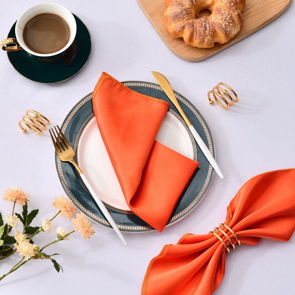 Showlu Fashion Store 0 Orange 50 Pcs Satin Table Napkins 12x12inches Square Dinner Napkins Washable Soft Table Napkins for Wedding Birthday Parties Decoration