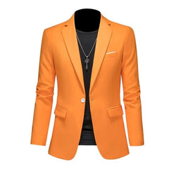 Showlu Fashion Store 0 Orange / Asia L(168cm-57kg) High Quality Business Slim Fit Single Buttons Suits Jacket Men Slim Fit Casual Fashion Wedding Groom Tuxedo Blazer Coats 6XL-M