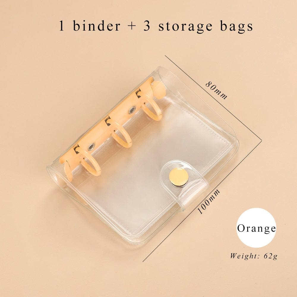 Showlu Fashion Store 0 orange / mini JIANWU Creative Cute Transparent 3 ring Mini Loose-leaf Hand Book Student Portable Notebook ring binder Kawaii School Supplies