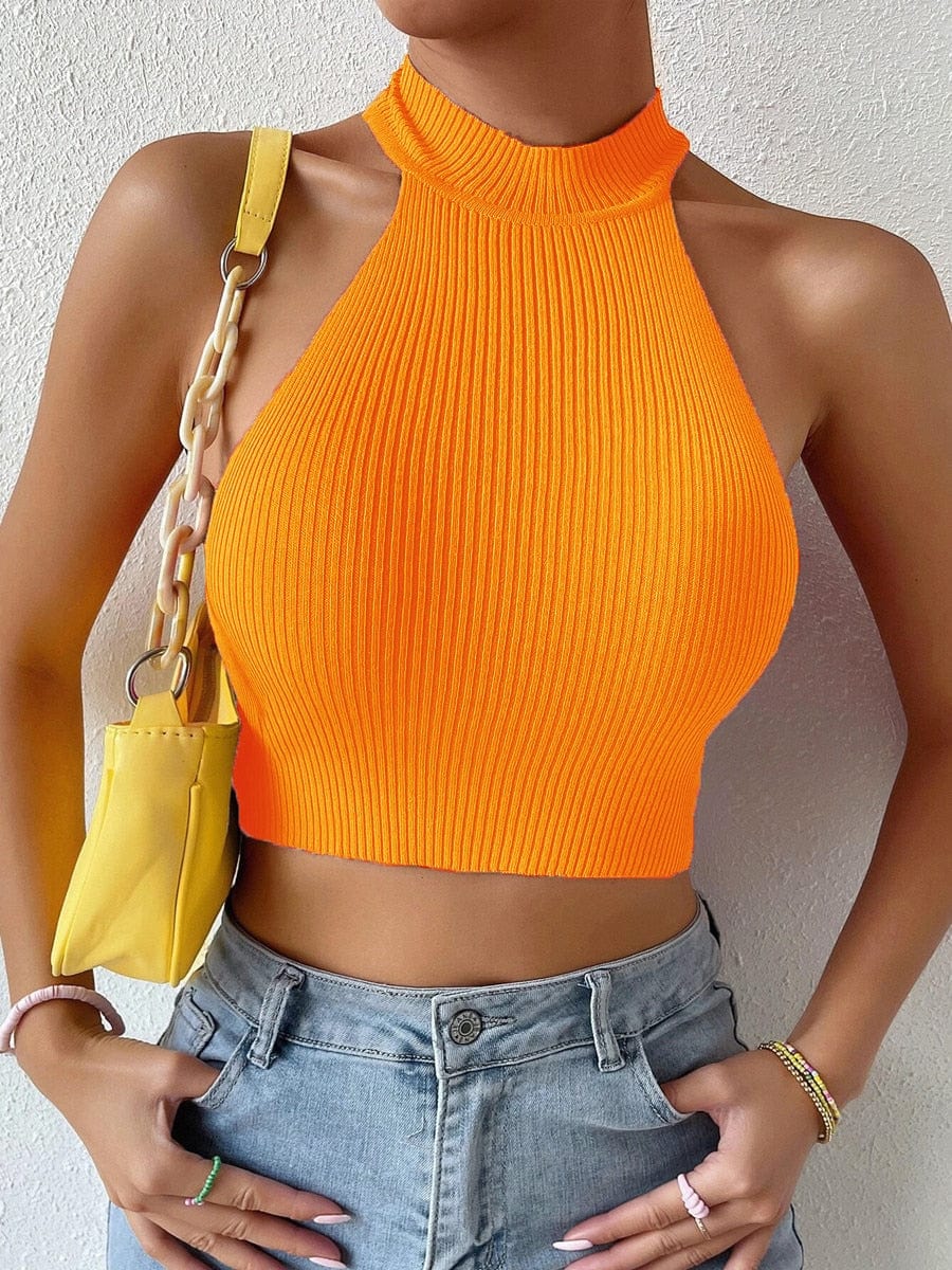 Showlu Fashion Store 0 Orange / One Size Sleek Corset Halter Crop Top