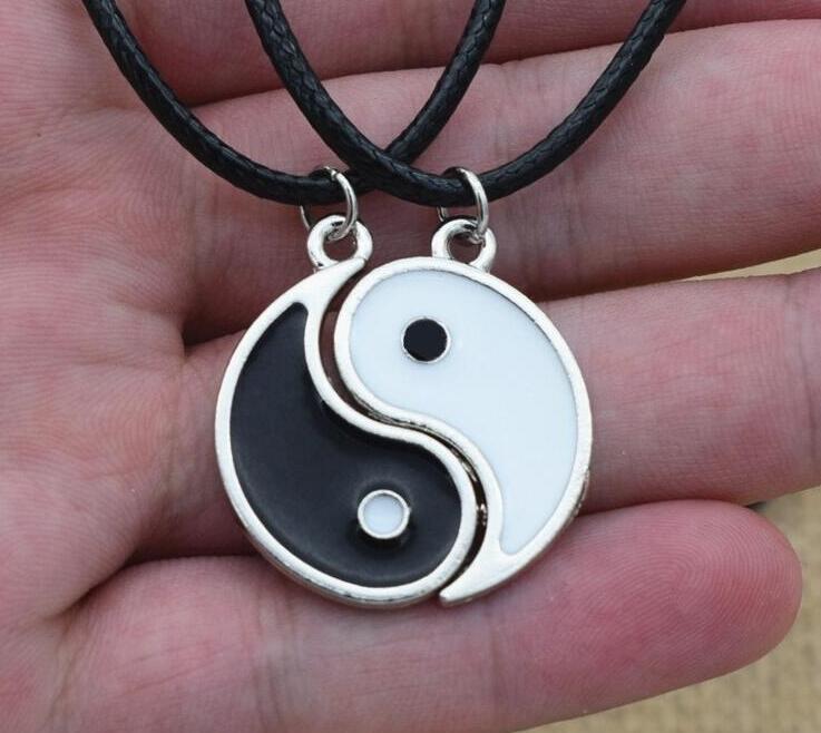 Showlu Fashion Store 0 Paired Things Necklace For Couple BFF colier Friendship Yin Yang Pendants Necklaces Black collares para mujer Vintage Choker