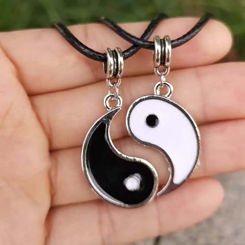 Showlu Fashion Store 0 Paired Things Necklace For Couple BFF colier Friendship Yin Yang Pendants Necklaces Black collares para mujer Vintage Choker