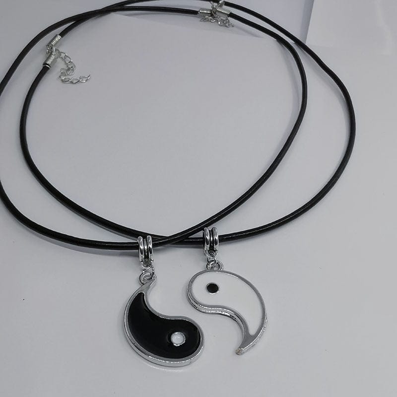 Showlu Fashion Store 0 Paired Things Necklace For Couple BFF colier Friendship Yin Yang Pendants Necklaces Black collares para mujer Vintage Choker