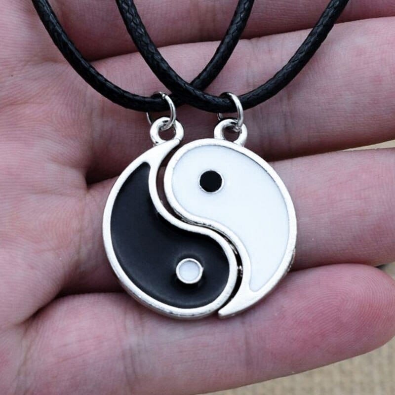 Showlu Fashion Store 0 Paired Things Necklace For Couple BFF colier Friendship Yin Yang Pendants Necklaces Black collares para mujer Vintage Choker