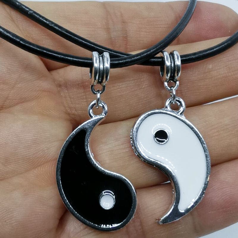 Showlu Fashion Store 0 Paired Things Necklace For Couple BFF colier Friendship Yin Yang Pendants Necklaces Black collares para mujer Vintage Choker