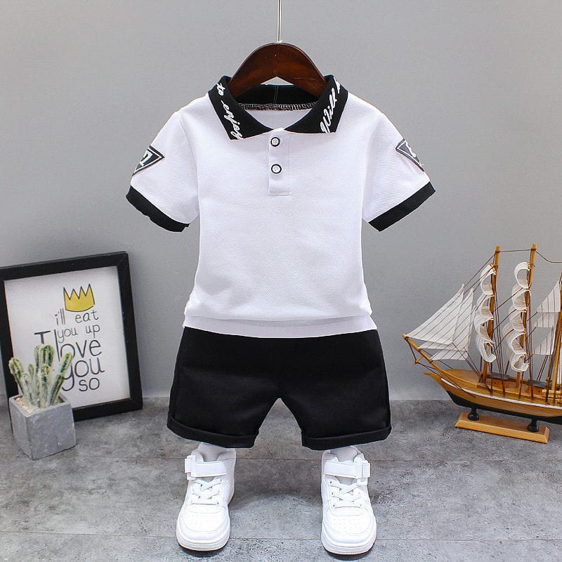 Showlu Fashion Store 0 picture color3 / 12M Baby Little Boy's Clothing Set Summer White Black Children Kid's Sport Suit Toddler Boys Formal Clothes Sets 1 2 3 4 5 Years