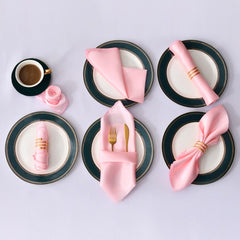 Showlu Fashion Store 0 pink 12pcs 50cm*50cm Satin Table Napkin Table Dinner Napkins Handkerchief Cloth Diner Banquet Wedding Party Home Decorations 20inch