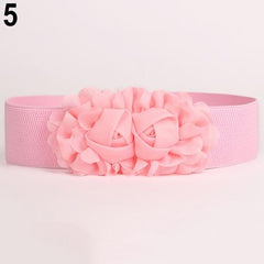 Showlu Fashion Store 0 Pink 2020 Women Girl Wide Stretch Elastic Waist Belt Solid Color Flower Waistband belts for women поясок для платья ремень женский