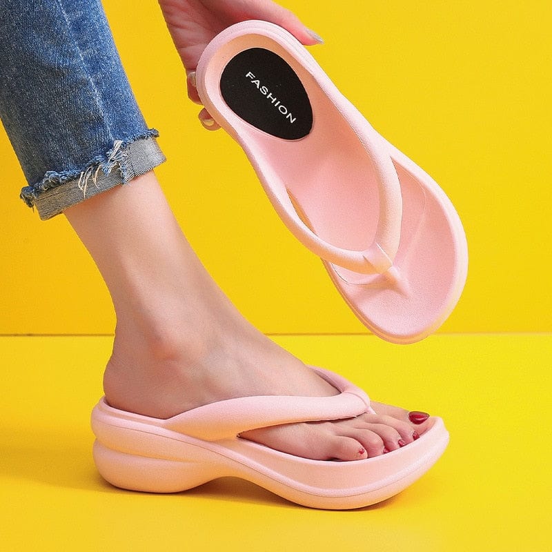 Showlu Fashion Store 0 Pink / 35-36 JMPRS Thick Sole Wedges Flip Flops for Women 2023 Summer Clip Toe Platform Sandals Woman Non Slip Beach Slippers Outdoor Slides