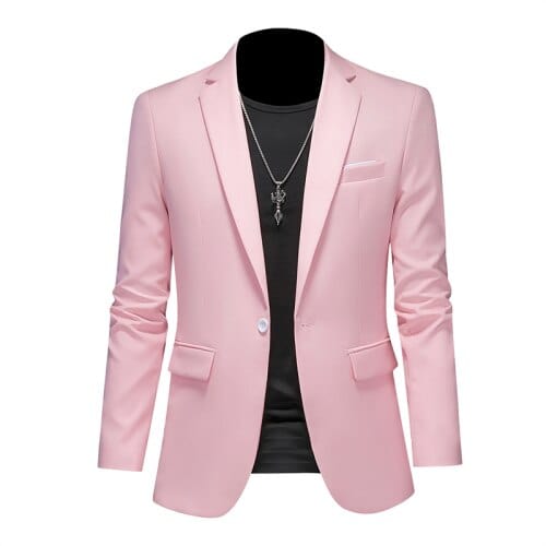 Showlu Fashion Store 0 Pink / Asia L(168cm-57kg) High Quality Business Slim Fit Single Buttons Suits Jacket Men Slim Fit Casual Fashion Wedding Groom Tuxedo Blazer Coats 6XL-M