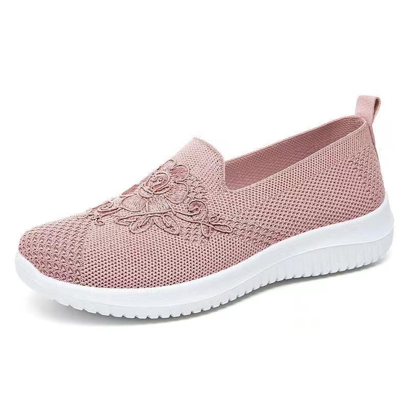 Showlu Fashion Store 0 Pink / CN 36 / CN Cheap Mom Summer Mesh Knitting Sneakers Women Breathable Mary Janes Shoes Non-slip Ladies Casual Nurse Office Shoes Ballet Flats