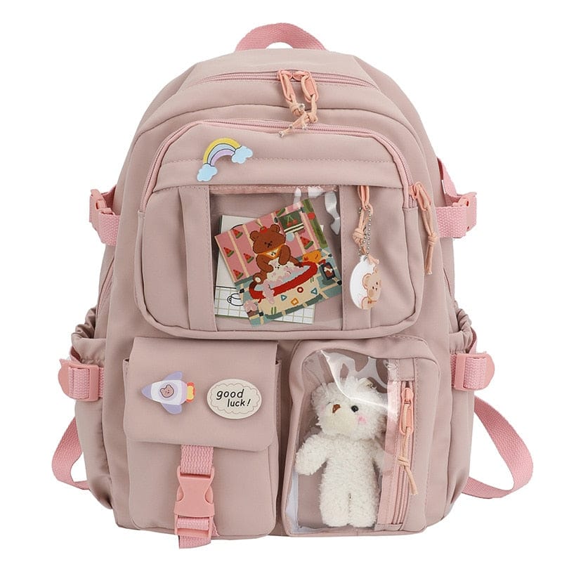 Showlu Fashion Store 0 Pink Cute Women Backpacks Waterproof Multi-Pocket Nylon School Backpack for Student Female Girls Kawaii Laptop Book Pack Mochilas