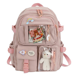 Showlu Fashion Store 0 Pink Cute Women Backpacks Waterproof Multi-Pocket Nylon School Backpack for Student Female Girls Kawaii Laptop Book Pack Mochilas