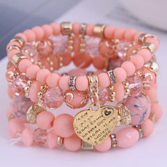 Showlu Fashion Store 0 pink DIEZI Bohemian White Crystal Beads Strand Bracelets For Women Girls Ethnic Tree Of Life Charm Wrap Bracelet Pulseira Feminina