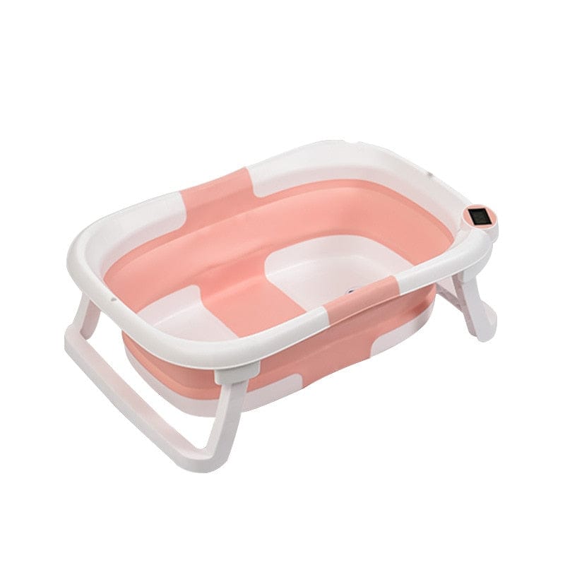 Showlu Fashion Store 0 Pink Folding Baby Bath Tub Portable Baby Shower Tubs With Temperature Sensing  Non-slip Cushion Newborn Bathtub Safe Kids Bathtub New