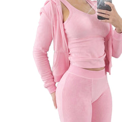 Showlu Fashion Store 0 Pink / M Luxurious Thick Fleece 3-Piece Sweatsuit