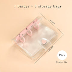 Showlu Fashion Store 0 pink / mini Creative Cute Transparent 3 ring Mini Loose-leaf Hand Book Student Portable Notebook ring binder Kawaii School Supplies