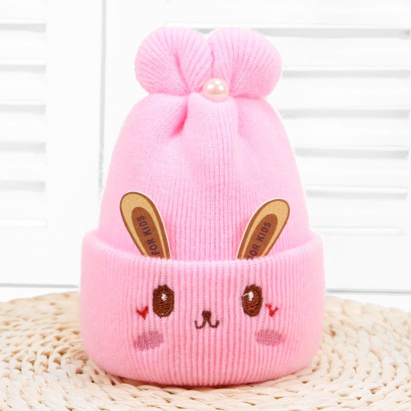 Showlu Fashion Store 0 Pink Newborn Girl&Boy Hats Baby Soft Warm Crochet Knit Cartoon Beanie Cap Cute Baby Hats for 0-6 Months Baby Winter Hat for Kids