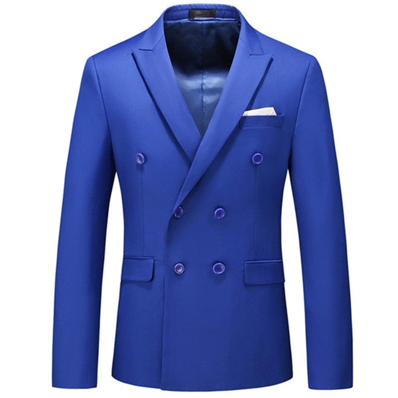 Showlu Fashion Store 0 Plus Size 6XL-M Mens Double Breasted Blazer Classic New Solid Slim Fit Suit Jacket Formal Office Business Wedding Casual Blazers