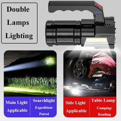 Showlu Fashion Store 0 Portable LED Flashlight USB Rechargeable Waterproof 4-7 Core Handheld Lantern COB Led Flashlights for Outdoor Camping Hiking