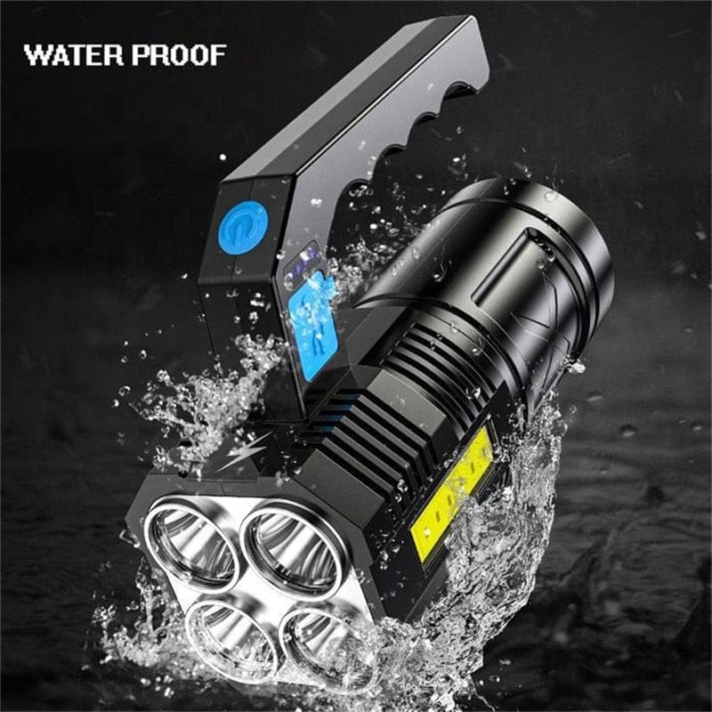 Showlu Fashion Store 0 Portable LED Flashlight USB Rechargeable Waterproof 4-7 Core Handheld Lantern COB Led Flashlights for Outdoor Camping Hiking